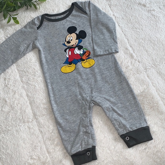Disney Other - Disney Baby Gray Halloween Mickey One Piece 3-6M EUC